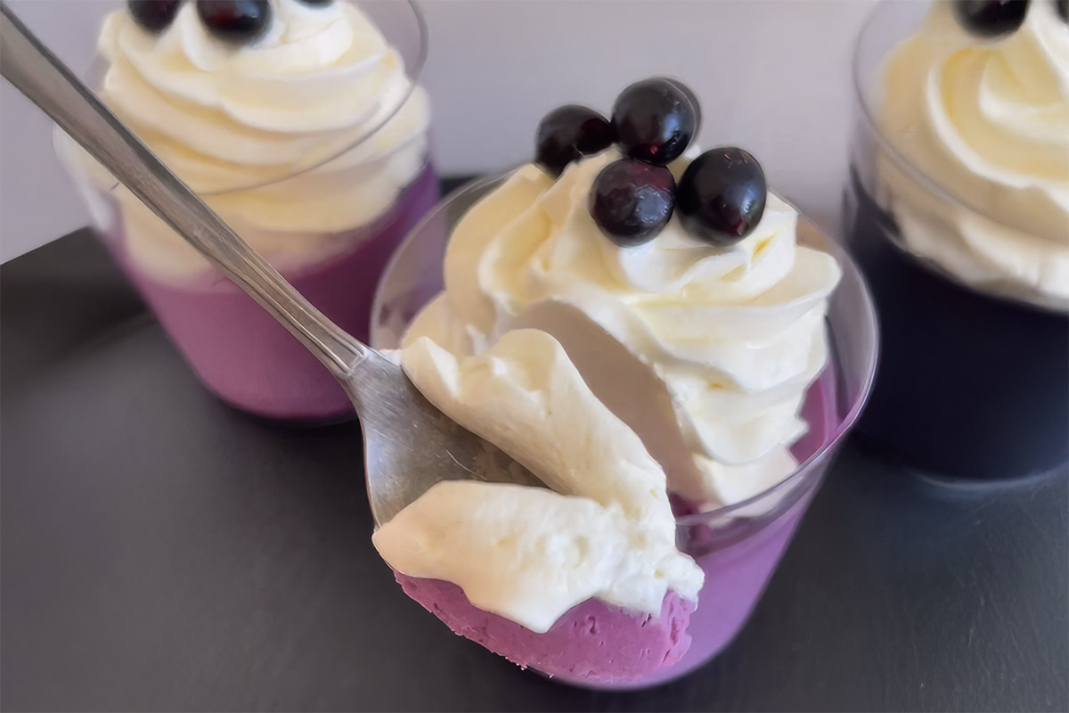 Panna Cotta con arándanos deshidratados